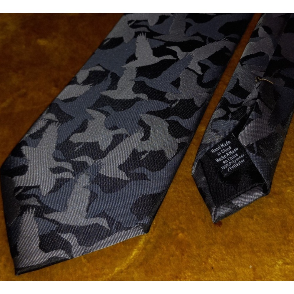 Duck Dynasty A&E Men's Necktie, Camo Flying Ducks Theme Black and Grey 59x3.25